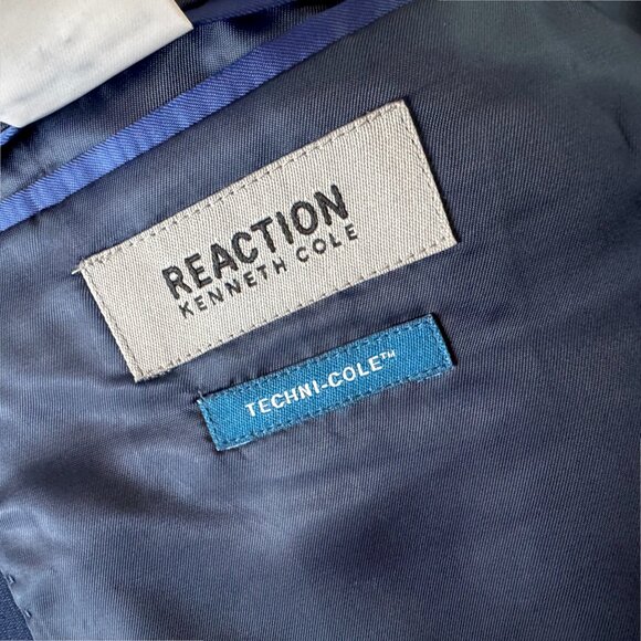 Kenneth Cole Reaction Ready Flex Navy Suit Jacket 42L Stretch Blazer - Picture 12 of 12